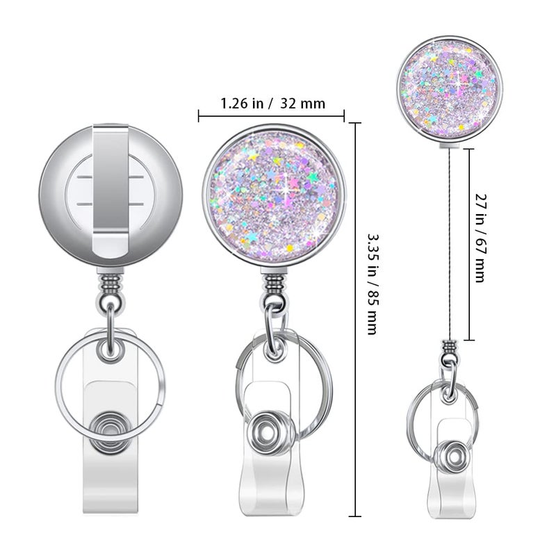 Boutilon Retractable Badge Holder, Retractable Badge Reels,Lightweight Plastic Badge Reel Card Holder with Key Ring Backing Belt Clip for Nurse,Volunteer,Teacher,Student(1 Pack Silver) - Image 2